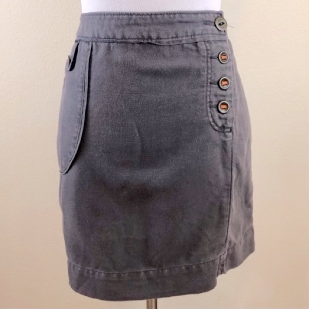 Anthropologie Maeve Gray Linen Mini Skirt EUC